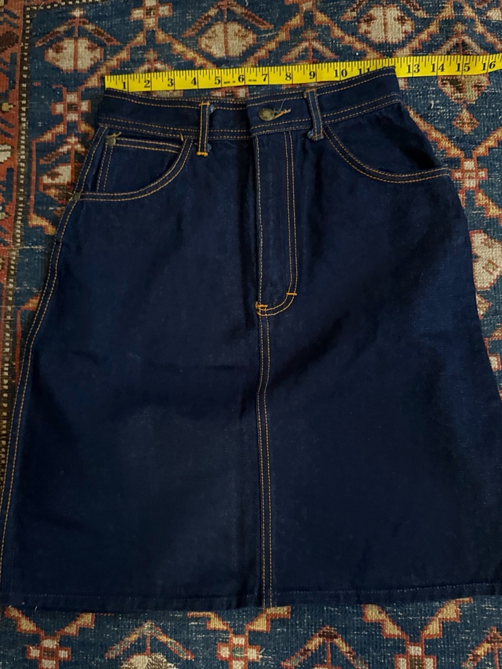 Gitano Dark Blue Denim Midi Skirt with Contrast Stitching